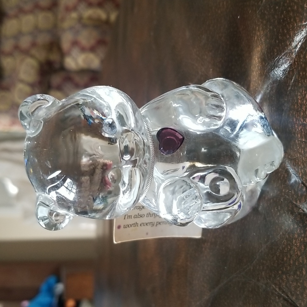 Vintage Fenton Art Glass Teddy Bear Figurine Crystal February Birthday Stone - Picture 7 of 11